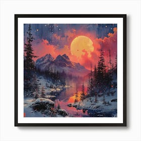 'Sunset In The Mountains' 1 Art Print