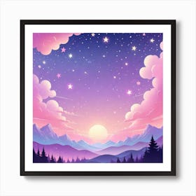 Sky With Twinkling Stars In Pastel Colors Square Composition 145 Art Print