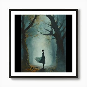 Woman In The Forest Art Print