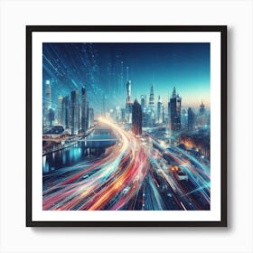 Cityscape At Night Art Print