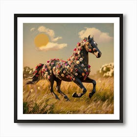 Horse With Flowers Art Print