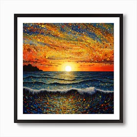 Sunset Over The Ocean Art Print