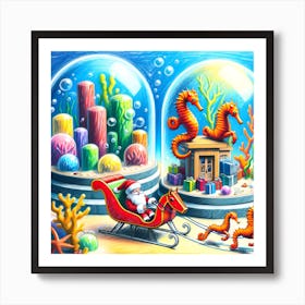 Super Kids Creativity:Santa Claus In The Sea Art Print