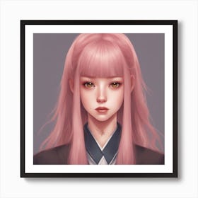 Pink Haired anime Girl Art Print