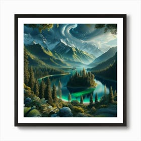 Lake In The Mountains Art Print