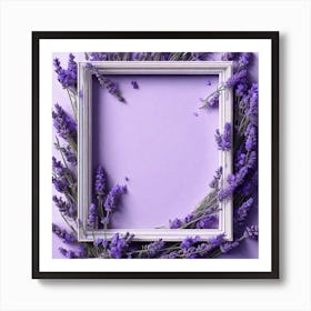 Lavender Frame On Purple Background 8 Art Print