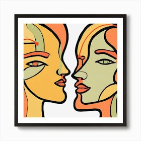 Two Women Facing Each Other Art Print