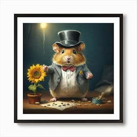 Hamster In Top Hat 2 Art Print