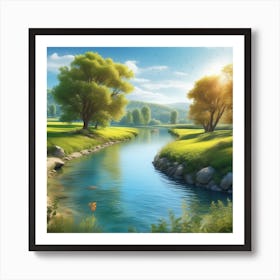 River In The Countryside 14 Art Print