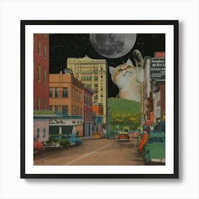 Cat In The Moonlight. Art Print