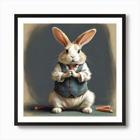 Rabbit In Vest Art Print