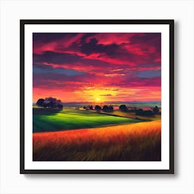 Countryside Colours at Sunset Art Print
