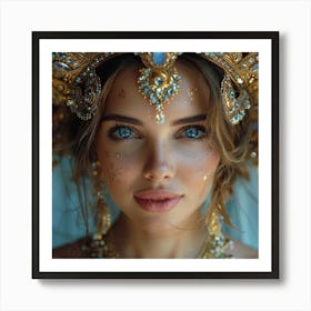 Beautiful Woman In A Gold Crown Art Print