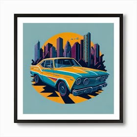 Car Colored Artwork Of Graphic Design Flat (53) Art Print