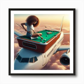 Pool Table On An Airplane Art Print