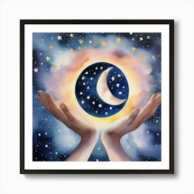 Moon And Stars Art Print