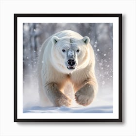 Polar Bear In The Snow Art Print