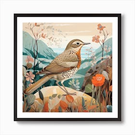 Bird In Nature Hermit Thrush 3 Art Print