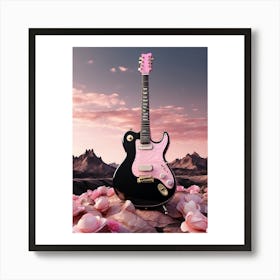 Rhapsody in Pink and Black Guitar Wall Art Collection 18 Art Print