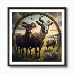 Goats in a Pasture Art Print