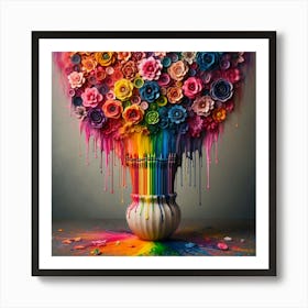 Colorful Flowers In A Vase Art Print