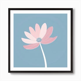 A White And Pink Flower In Minimalist Style Square Composition 400 Art Print