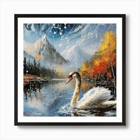 Swan In The Lake 1 Art Print