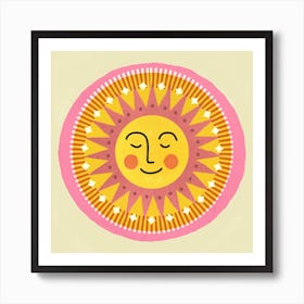 Sleeping Sun Face On Cream 1 Art Print