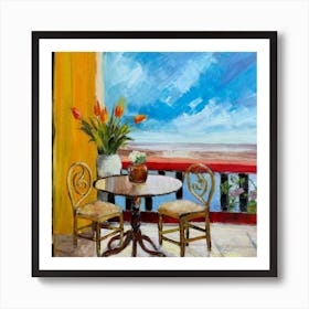 Table And Chairs On The Balcony 1 Art Print