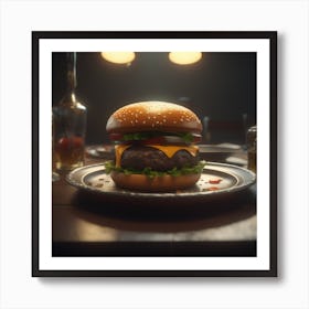 Hamburger On A Plate 132 Art Print