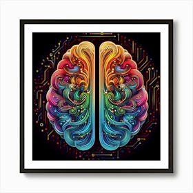Brain On A Circuit Board Art Print