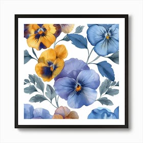 Pansies Seamless Pattern 2 Art Print