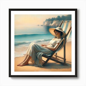 Woman On The Beach Art Print