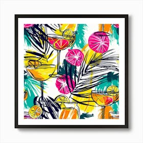 Seamless Pattern With Tropical Drinks 7 Art Print