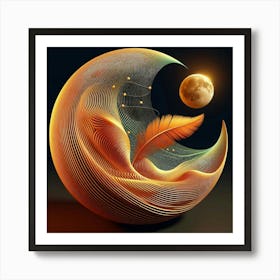 Moon And Feathers Art Print