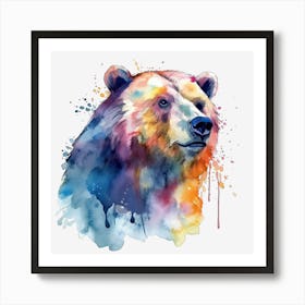 Bear Watercolor Painting Poster