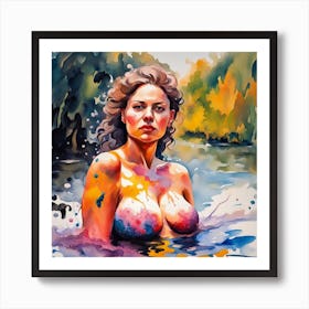 Nude Woman In Water 1 Art Print