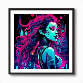 Girl In Neon Art Print