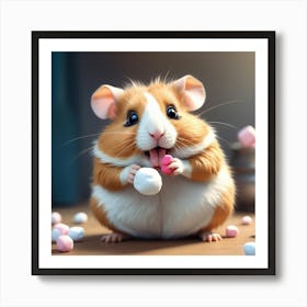 Hamster Eating Marshmallows Poster