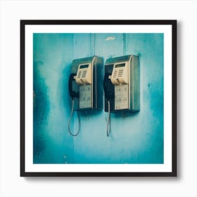 Public Telephones Cuba Square Art Print