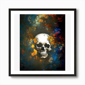 skull among the flowers ( version III) Art Print