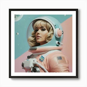 Retro Pastel Female Astronaut Art Print