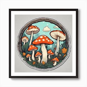 Mushroom In The Forest 1 Art Print