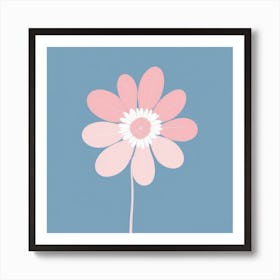 A White And Pink Flower In Minimalist Style Square Composition 144 Art Print