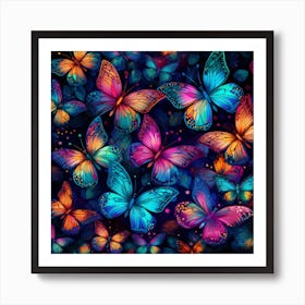 Colorful Butterflies Wallpaper Art Print