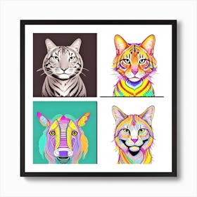 Colorful Cats Art Print