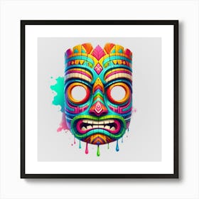 Watercolor Festival Tiki Mask 6 Art Print