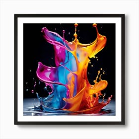 Fresh Colors Liquid 3d Design Spark Hot Palette Shapes Dynamism Vibrant Flowing Molten (1) Art Print