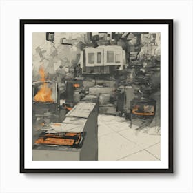 Fire In The Kitchen, wall art Art Print