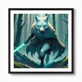 Wolf humanoid wielding a beam saber Art Print